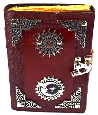 Sun & Moon Aged Leather Journal with Latch Mythical Collectibles Journals
