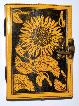 Sunflower Leather Black Book with Latch Mythical Collectibles Journals