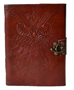 Owl Leather Black Book with Latch Mythical Collectibles Journals