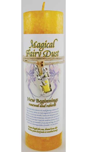 New Beginnings Pillar Candle with Fairy Dust Necklace Mythical Collectibles Candles
