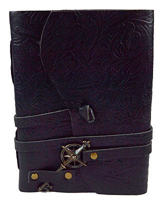 Black Embossed Leather Journal with Key & Cord Mythical Collectibles Journals