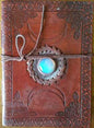 Triple Moon & Stone Embossed Leather Journal with Cord Mythical Collectibles