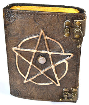 Pentagram & Stone Aged Leather Journal with Latch Mythical Collectibles Journals