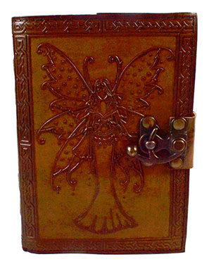 Fairy with Spotted Wings Aged Leather Journal with Latch Mythical Collectibles Journals