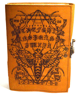 Moth & Ouija Board Aged Leather Journal with Latch Mythical Collectibles Journals