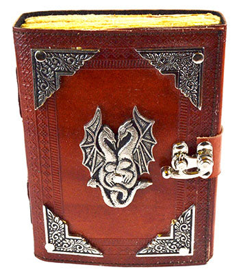 Double Dragon Aged Leather Journal with Latch Mythical Collectibles Journals