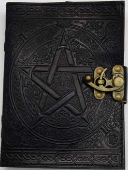 Black Pentagram Leather Journal with Latch Mythical Collectibles Journals
