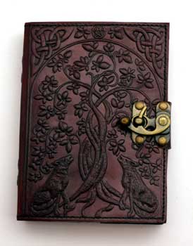 Wolf & Tree of Life Leather Black Book with Latch Mythical Collectibles Journals