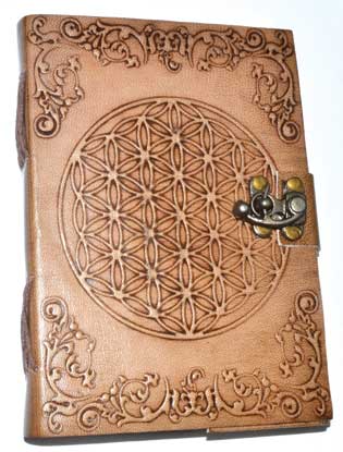 Flower of Life Embossed Leather Journal with Latch Mythical Collectibles Journals