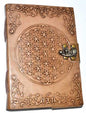 Flower of Life Embossed Leather Journal with Latch Mythical Collectibles Journals