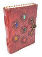 6" x 8" 7 Chakra stones Embossed Leather Journal with Latch Mythical Collectibles