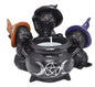 Witchy Cats Around Cauldron Tealight Candle Holder Mythical Collectibles Candle Holders