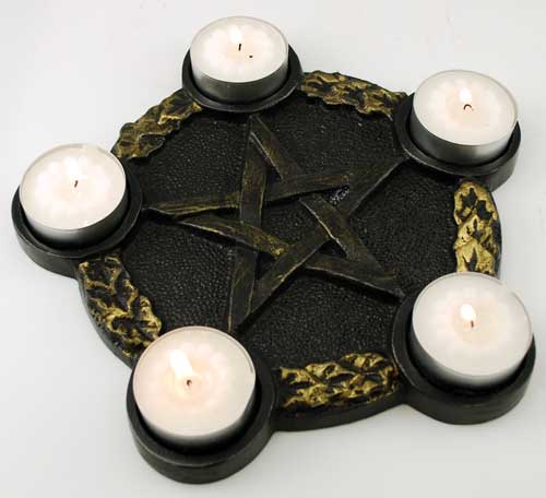 Pentagram Candle Holder Altar PlateMythical Collectibles