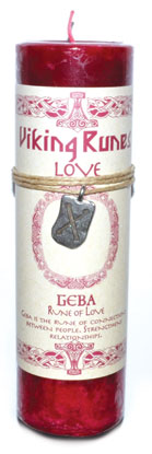 Love Pillar Candle with Geba Rune PendantMythical Collectibles