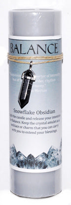 Balance Pillar Candle with Snowflake Obsidian PendantMythical Collectibles