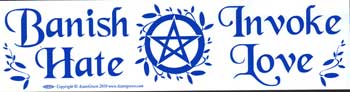 Banish Hate (Pentagram) Invoke Love Bumper Sticker Mythical Collectibles Bumper Stickers