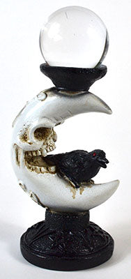 Clear Crystal Ball with Crescent Moon & Crow (50mm)Mythical Collectibles