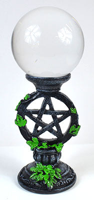 Clear Crystal Ball with Pentagram Stand (80mm)Mythical Collectibles