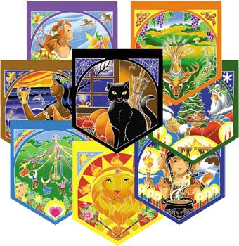 Wheel of the Year Prayer Flags Mythical Collectibles